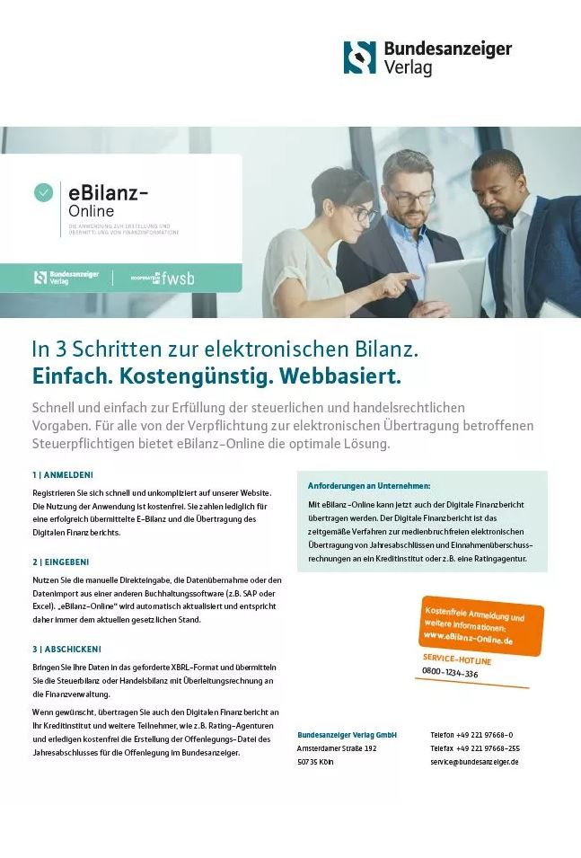 Flyervorschau In 3 Schritten zur elektronischen Bilanz.