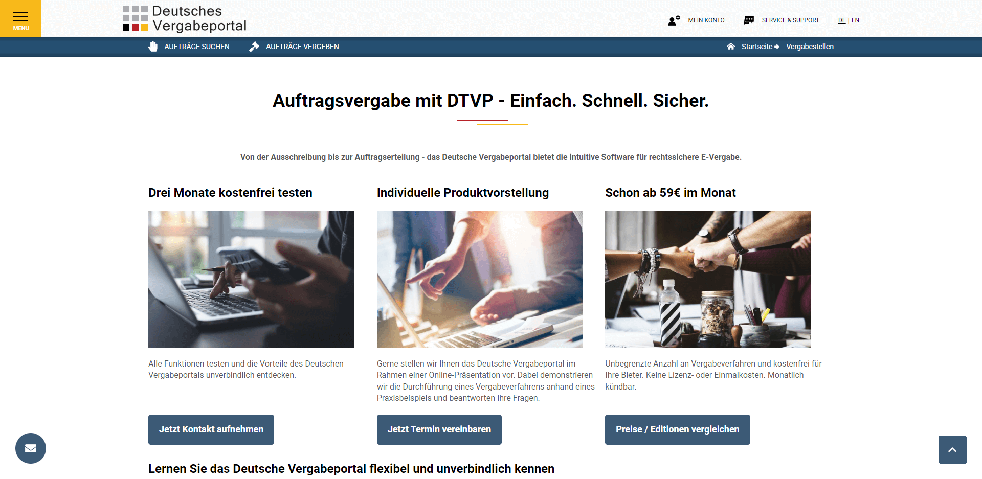 Vorschau Deutsches Vergabeportal | Vergabestellen